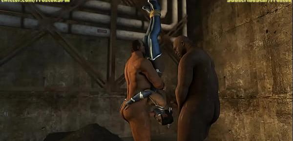  Kitana from Mortal Kombat X throat fucked hardcore by men
